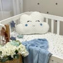 Pernuta decorativa pentru patut bebe Norisor alb-albastru